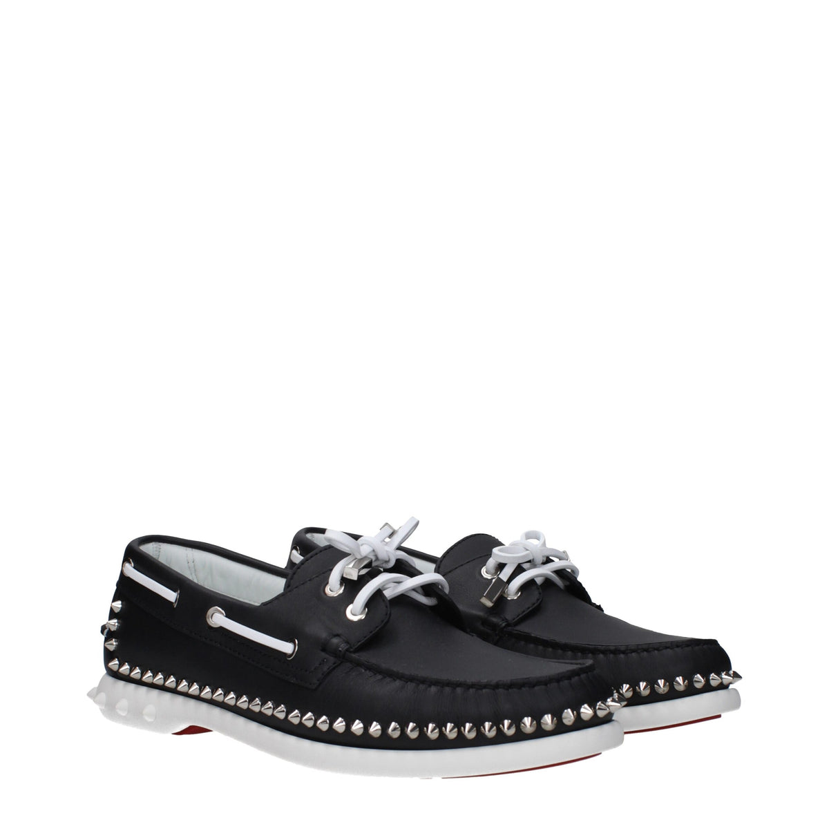 Christian Louboutin Black Leather Slip-On Loafers