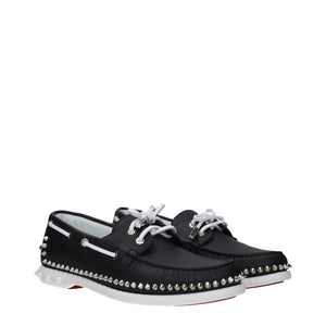 Christian Louboutin Black Leather Slip-On Loafers
