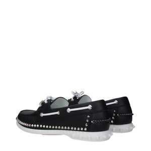Christian Louboutin Black Leather Slip-On Loafers