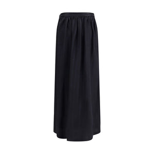 Kristina Ti Black Fleece Wool Long Skirt