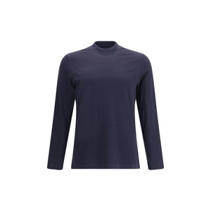 Brunello Cucinelli Blue Cotton Long Sleeve T-Shirt