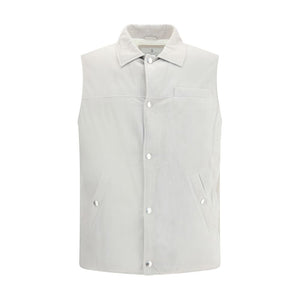 Brunello Cucinelli Gray Leather Jacket