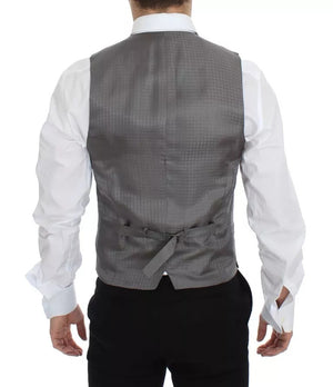 Dolce & Gabbana Gray Striped Formal Dress Gilet Vest