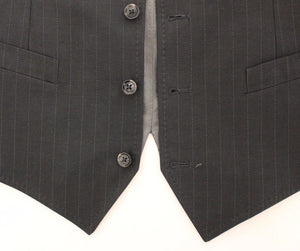 Dolce & Gabbana Gray Striped Formal Dress Gilet Vest