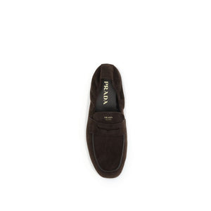 Prada Brown Lamb Ovis Aries Aries Slip-On Loafers
