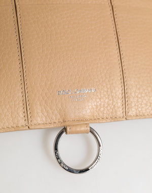 Dolce & Gabbana Beige Calfskin Leather Large Crossbody Card Holder Wallet
