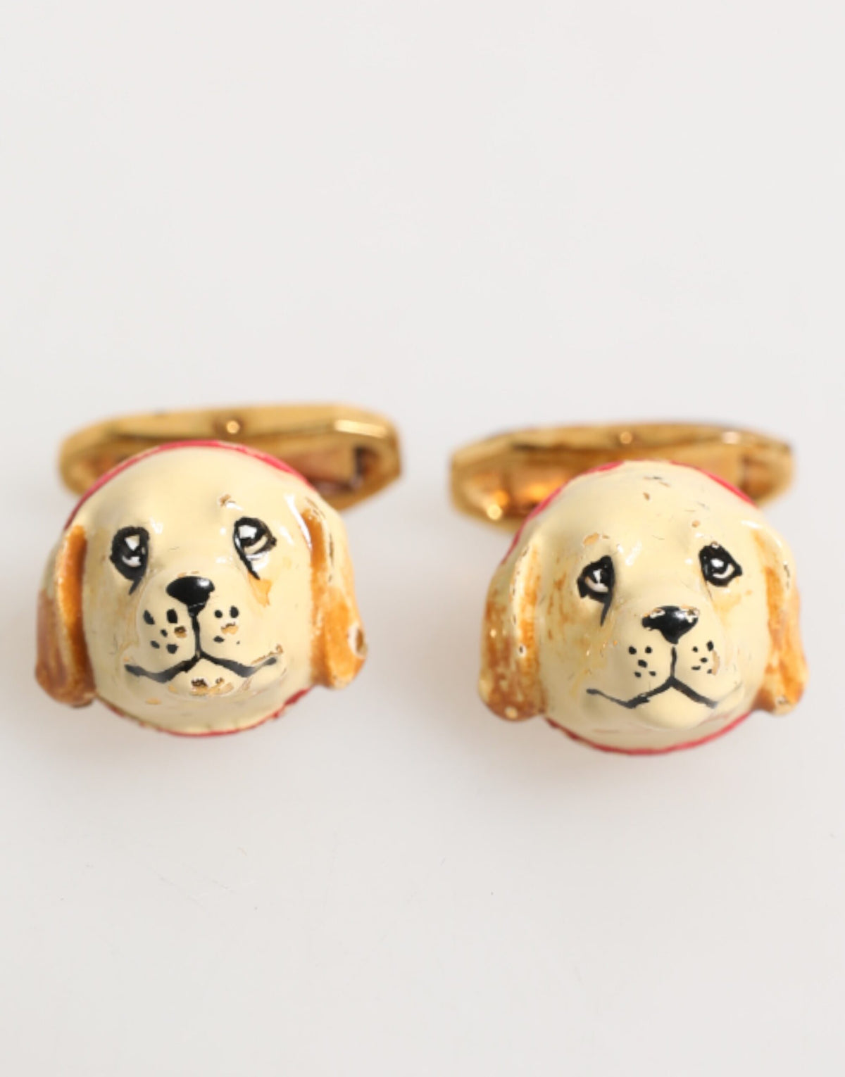 Dolce & Gabbana Brass Gold Tone Dog Puppy Men's Accessories Cufflink