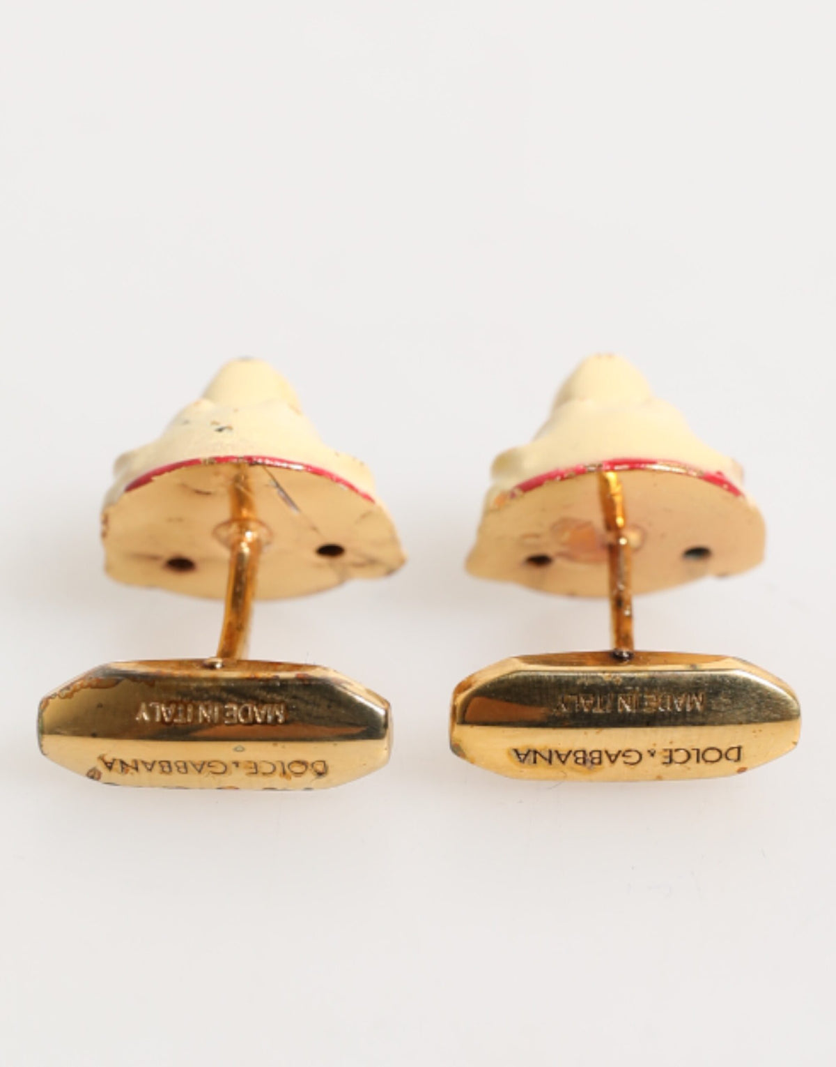 Dolce & Gabbana Brass Gold Tone Dog Puppy Men's Accessories Cufflink