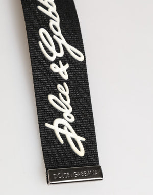 Dolce & Gabbana Black White Polyester DG Logo Silver Men Keychain Keyring