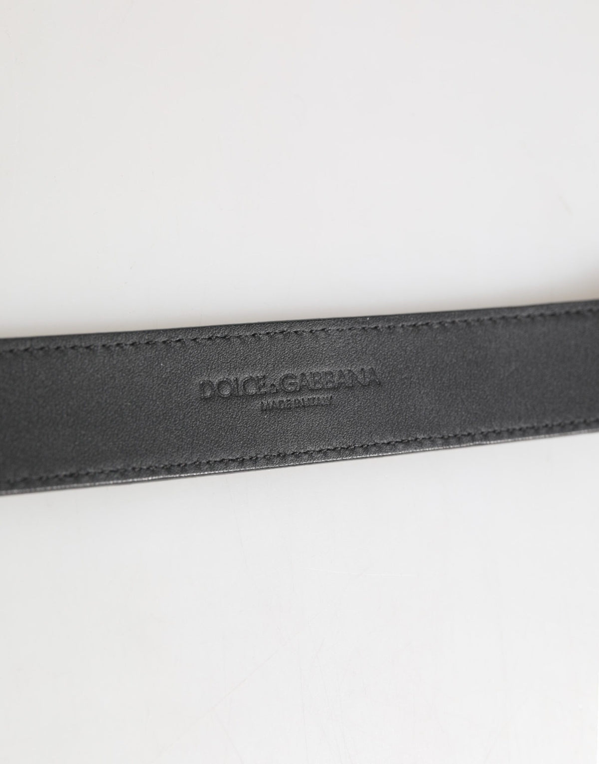 Dolce & Gabbana Silver Textured Leather Gold Tone Metal Neckband