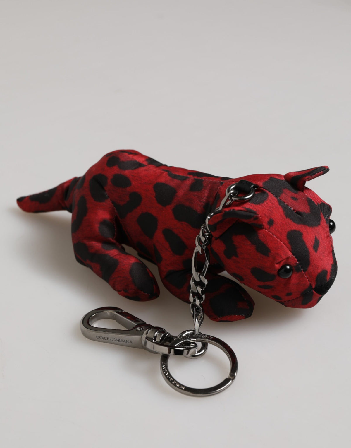 Dolce & Gabbana Red Black Polyester Animal Silhouette Keychain Keyring