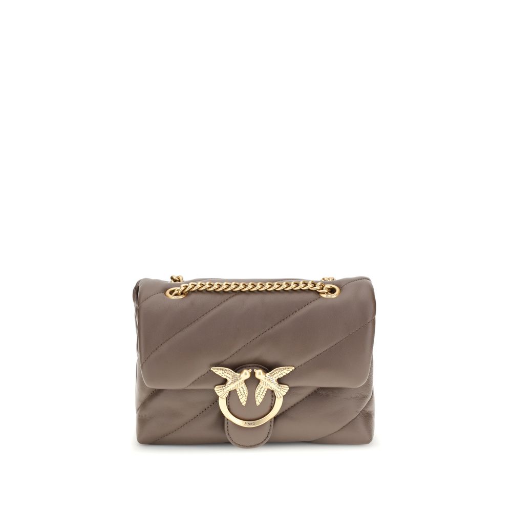 PINKO Brown Calf Leather Bos Taurus Shoulder Bag