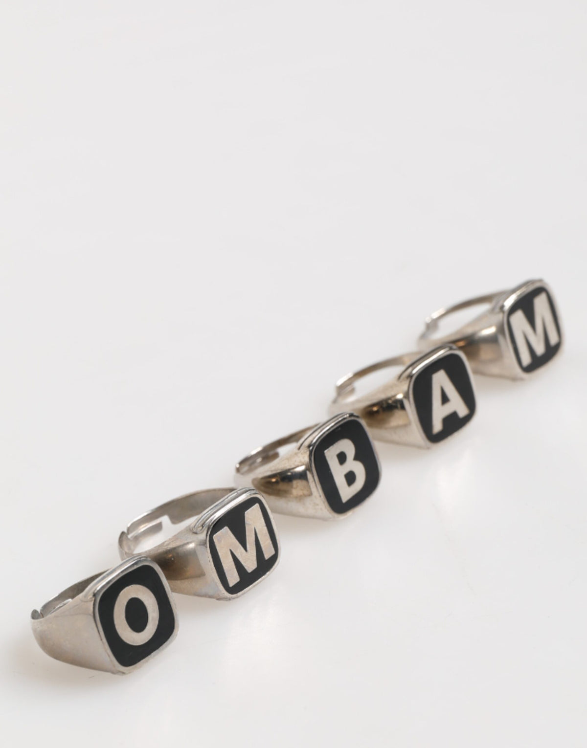 Dolce & Gabbana Silver Tone Brass Lettering Set 5 Pieces Adjustable Ring