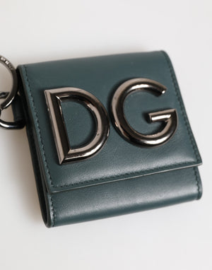 Dolce & Gabbana Dark Green Leather DG Logo Coin Purse Bag Charm Wallet