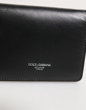 Dolce & Gabbana Black Leather DG Logo Bifold Card Holder Men Borse Wallet