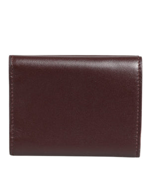Dolce & Gabbana Leather Embossed Logo Trifold Men Card Holder Dark Brown