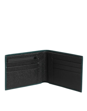 Dolce & Gabbana Green Leather DG Logo Plaque Bifold Men Card Holder Wallet