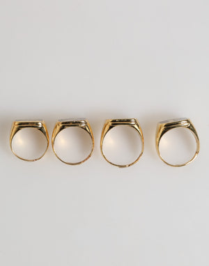 Dolce & Gabbana Gold Tone Brass JAZZ Letter Set 4 Pieces Adjustable Ring