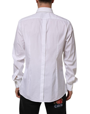Dolce & Gabbana White Cotton GOLD Long Sleeves Formal Shirt