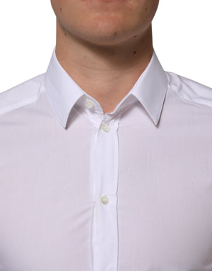Dolce & Gabbana White Cotton GOLD Formal Men Longsleeves Shirt