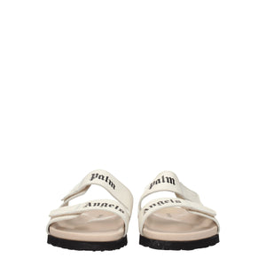 Palm Angels Beige Leather Slippers