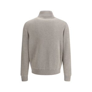 Brunello Cucinelli Gray Leather Jacket