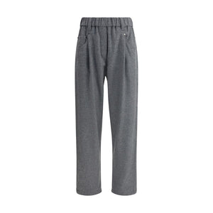 Brunello Cucinelli Gray Fleece Wool Casual Pants
