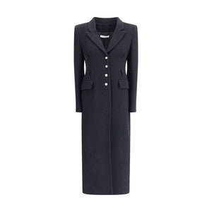 Alessandra Rich Black Fleece Wool Coat