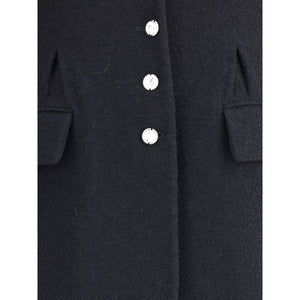Alessandra Rich Black Fleece Wool Coat