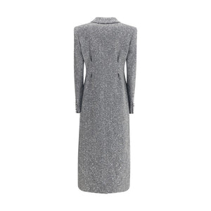 Alessandra Rich Gray Fleece Wool Coat