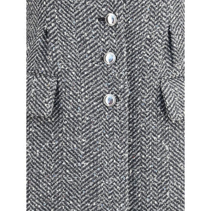 Alessandra Rich Gray Fleece Wool Coat