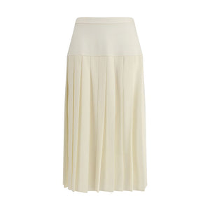 Alessandra Rich White Fleece Wool Midi Skirt
