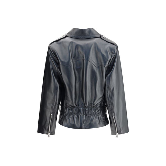 Alessandra Rich Black Leather Biker Jacket