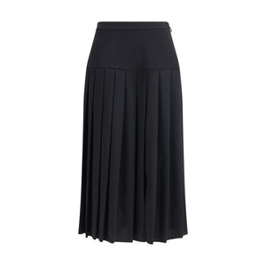 Alessandra Rich Black Fleece Wool Midi Skirt