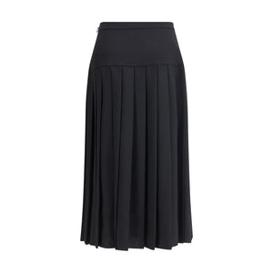 Alessandra Rich Black Fleece Wool Midi Skirt