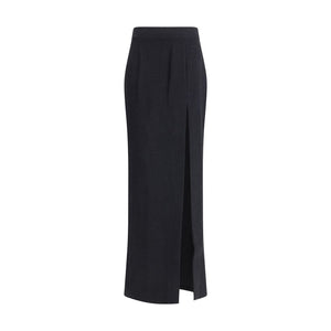 Alessandra Rich Black Fleece Wool Long Skirt