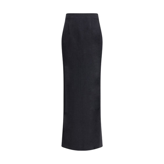 Alessandra Rich Black Fleece Wool Long Skirt