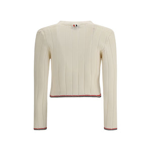 Thom Browne Cream Fleece Wool Cardigan