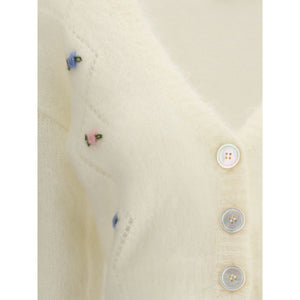 Alessandra Rich White Mohair Cardigan