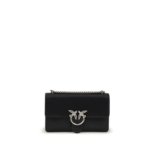 PINKO Black Calf Leather Bos Taurus Shoulder Bag