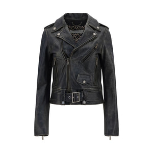 Golden Goose Black Calf Leather Bos Taurus Biker Jacket