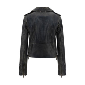 Golden Goose Black Calf Leather Bos Taurus Biker Jacket