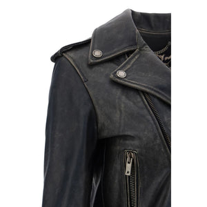 Golden Goose Black Calf Leather Bos Taurus Biker Jacket