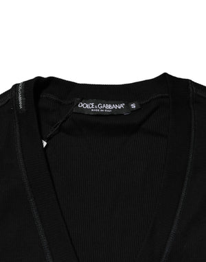 Dolce & Gabbana Black Cotton Button Up Men Cardigan Sweater