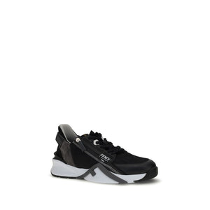 Fendi Gray Calf Leather Bos Taurus Athletic Sneakers