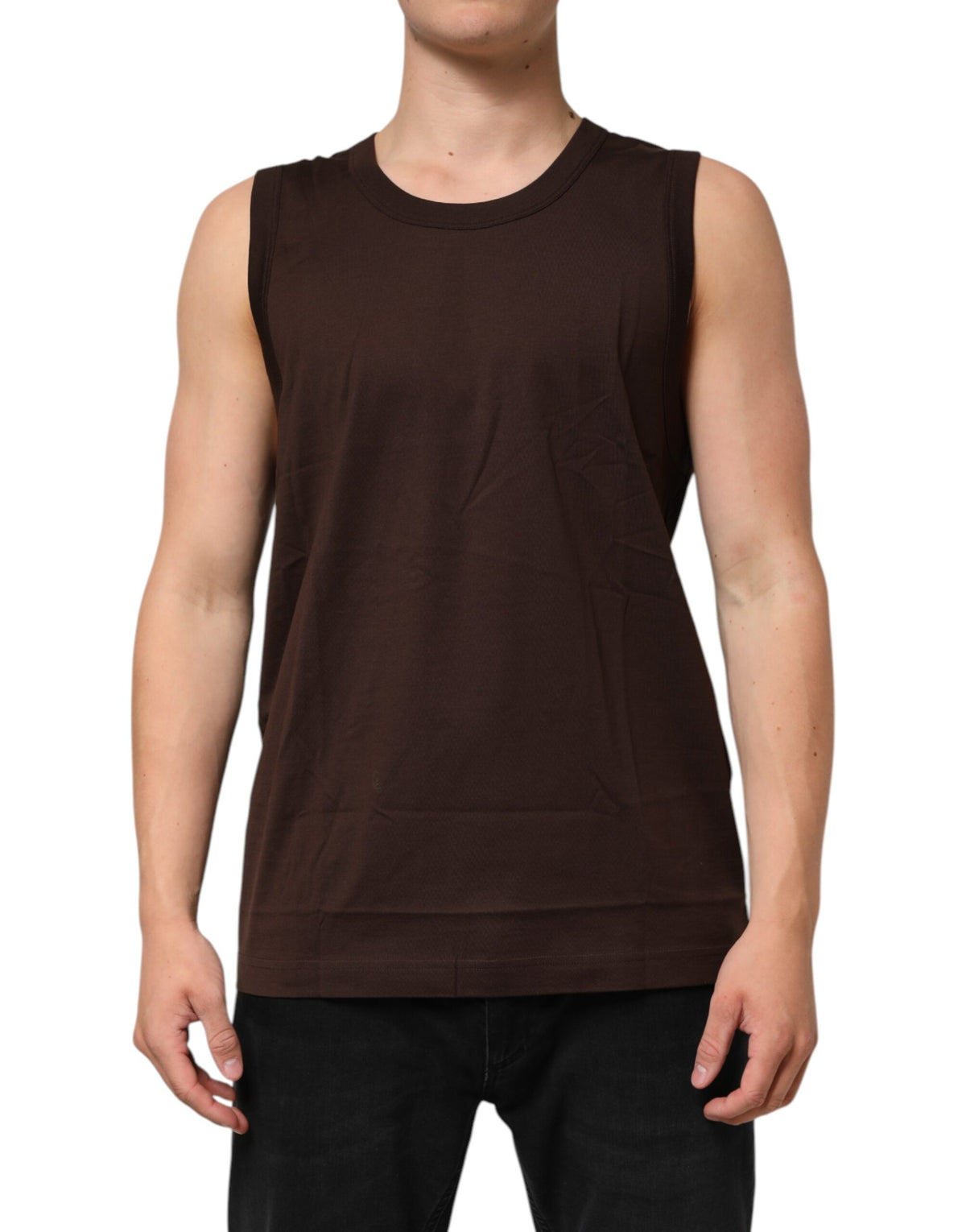 Dolce & Gabbana Brown Cotton Sleeveless Underwear Men Tank Top
