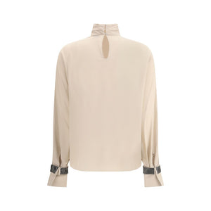 Brunello Cucinelli Beige Silk Blouse