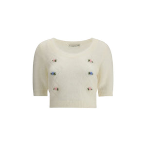 Alessandra Rich White Mohair Sweatshirt