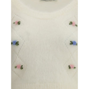Alessandra Rich White Mohair Sweatshirt