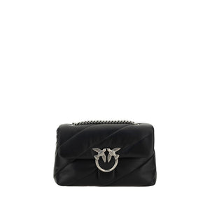 PINKO Black Calf Leather Bos Taurus Shoulder Bag